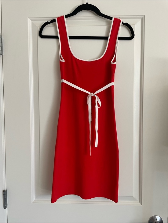Amanda Uprichard Dresses & Skirts - Amanda Uprichard Lucy Knit Red Mini Dress with White Tie